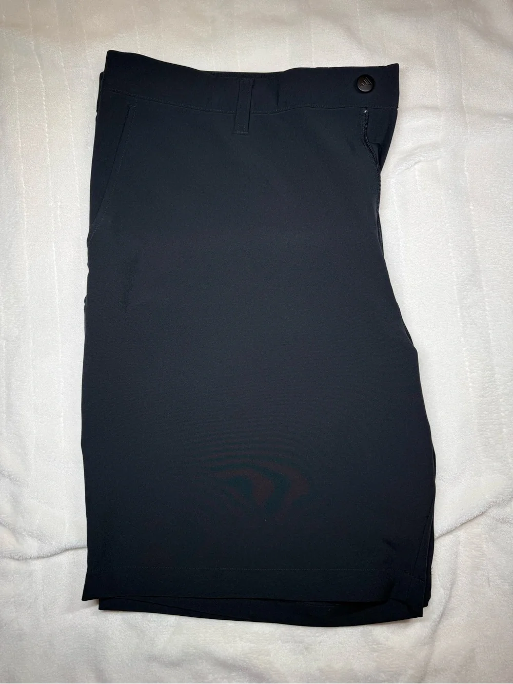 adidas Black Flat-Front Golf Shorts with Reflective Logo
